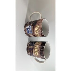 Maxwell House Coffee Mugs Gold Good to the Last Drop‎ Brown Burlap Print
